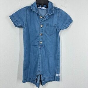 RuggedButts Romper Chambray Short Sleeve Shorts Size 12-18 Months‎ Adorable